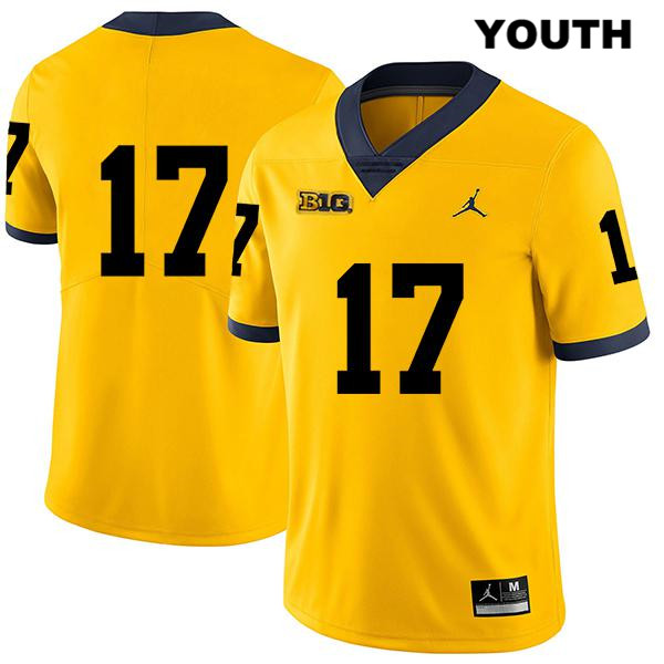 Youth NCAA Michigan Wolverines Will Hart #17 No Name Yellow Jordan Brand Authentic Stitched Legend Football College Jersey LI25L06LE